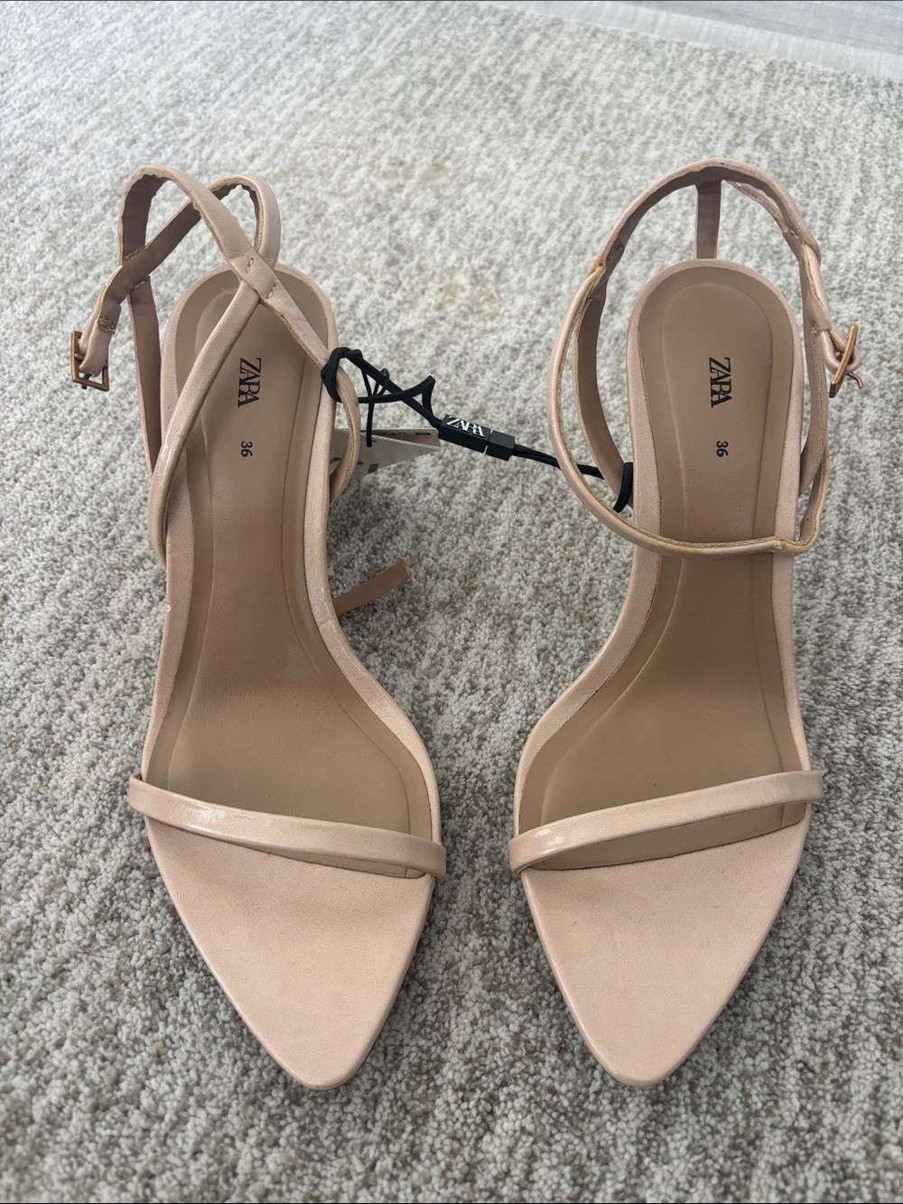 ZARA Blush Beige Strappy Pointed-Toe Slingback Heels